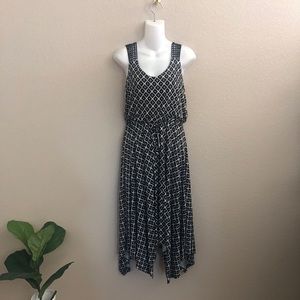 3/$20 Bobeau Geo Print Crochet Trim Midi Dress
